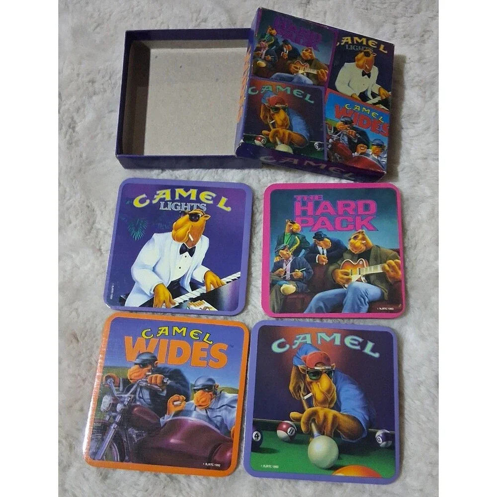 Camel Cigarettes Joe Camel Boxed vintage coaster set 4 w original box